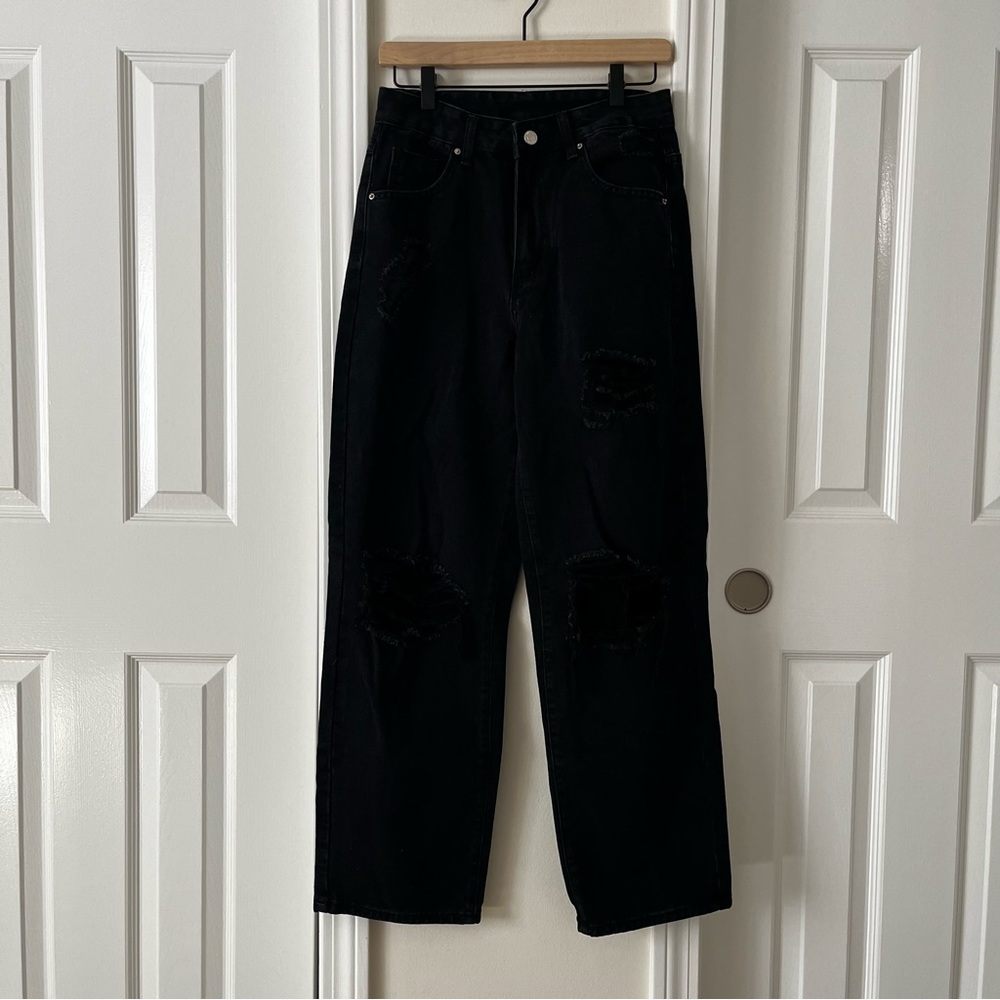SHEIN Distressed Black Jeans